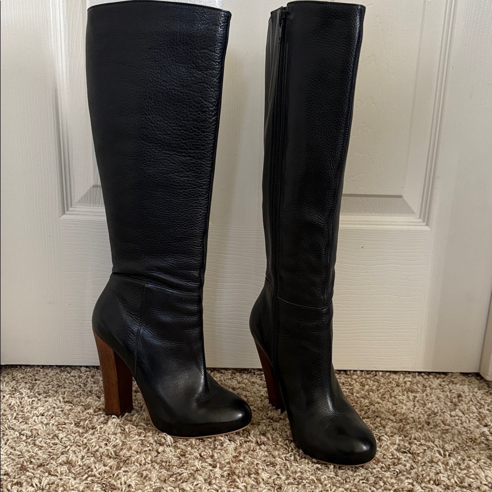 Aldo Black Leather Heeled Boots